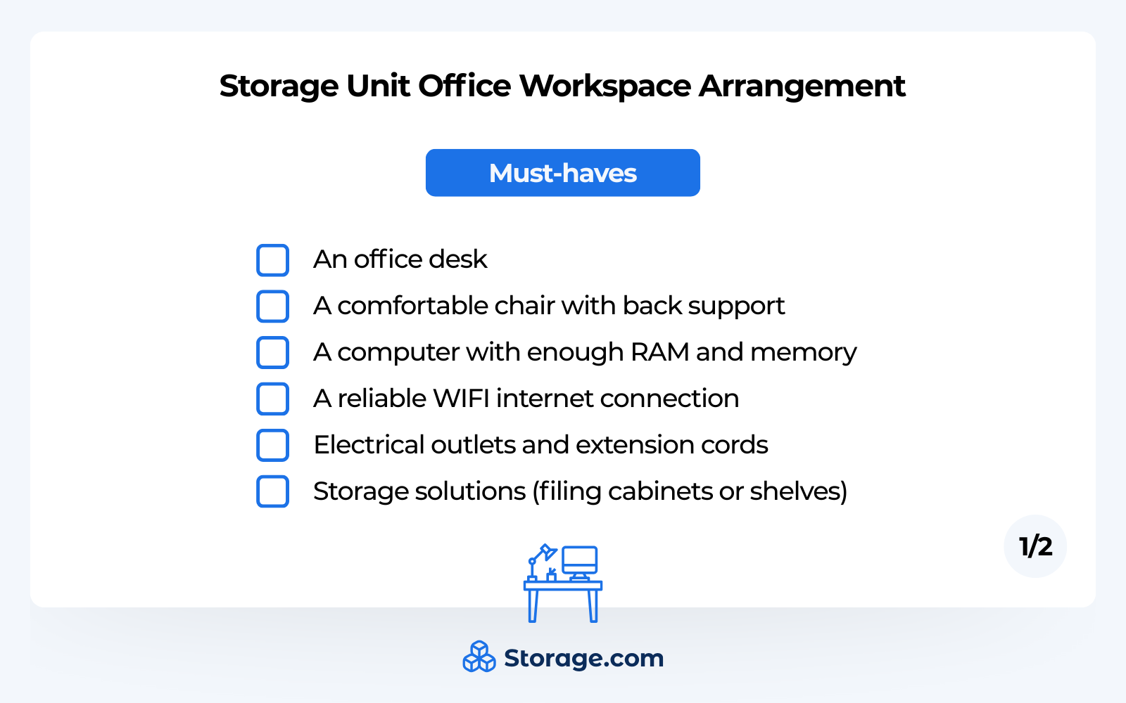 storage unit office checklist - must haves